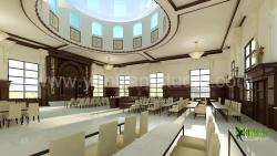 3D Interior Design Rendering For Community Hall Hall forceling design