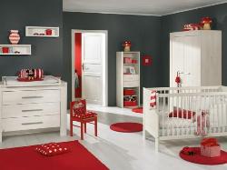 Soothing shades of Gray, Red and white for toddler