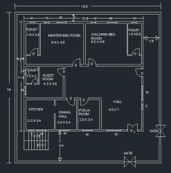 One Storey Residential Building Plan First flor