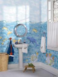 Bathroom With Sea Theme Interior Design Photos