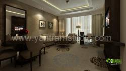 3D Interior Design Rendering For Modern Hotel Room Comercial hotel elavation