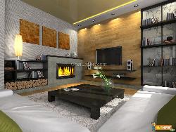 Modern Living Room with lovely Fireplace Interior Design Photos