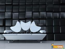 Black Cabinet Wall and Stylish Sofa Interior Design Photos