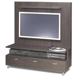 lcd tv stand designs with full wooden board back to hide cables and wires Pooja cub board