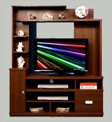 wooden lcd unit design with multiple shelves Interior Design Photos