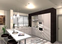 kitchen elevation design with breakfast counter for two Interior Design Photos