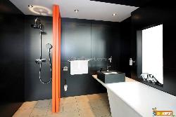 Bathroom With Orange Divider Hall divider