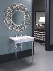 wash basin in chrome finish and elaborate mirror design Wash 