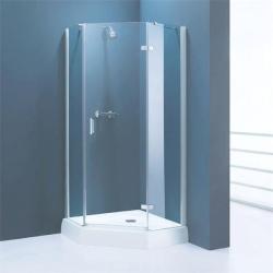 Corner shower enclosure in blue theme bathroom Interior Design Photos