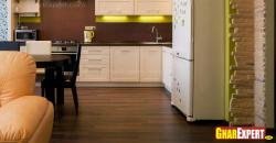 Dark wood flooring for living and kitchen Interior Design Photos