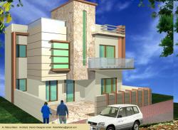 3D Elevation concept for a 2 story home Fifth story,20ft wide