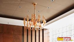 Large glass chandelier for drawing hall Interior Design Photos