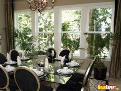 Full size windows in dining room Interior Design Photos