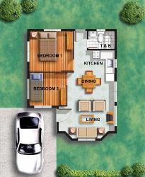 Floor plan for 2BHK house West facing 2bhk