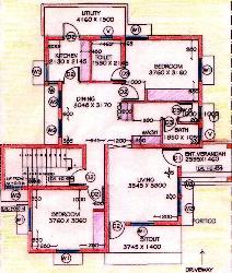 Floor plan for 2BHK house 24 x 60 house plan
