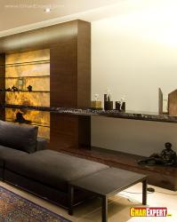 Designer shelving in glass, wood and stone for living room Interior Design Photos