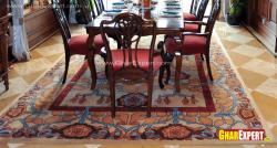 Floral carpet design for 8 seater dining table Interior Design Photos