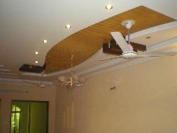 Wooden ceiling design with ceiling fan  for fall ceilings
