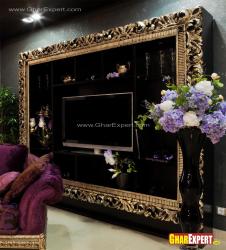 LCD unit with carved borders in golden color Carved bajot