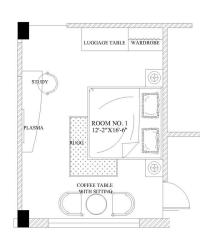 Hotel Bedroom furniture placement Layout sample Asbestors hotel