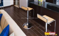 Hardwood flooring with steel strips for open kitchen and living room Interior Design Photos