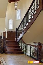 Internal traditional style stairs in wood and iron railing Internal balcony