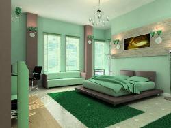 Green Themed Bedroom Interior Design Photos