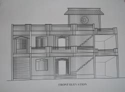 Elevation of building on corner plot  Corner p o p