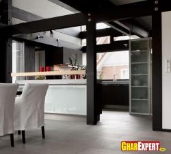 Balack and white open kitchen Interior Design Photos