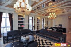 Different style straight line black sofa for living room  Interior Design Photos