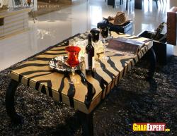 Tiger pattern on center table for drawing room  Interior Design Photos