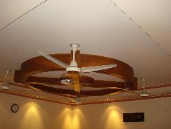Wooden ceiling design with fan Kornish fan