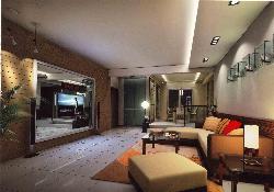 Living room furniture, Sofa, LCD unit, Flooring, Ceiling and Lighting Design and Walls Interior Design Photos