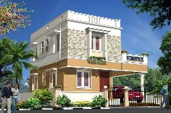 Large House Exterior Elevation with different wall cladding Different  ss grills