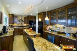 Kitchen Counter Top in Marble and the Lighting is also Suitable for Cooking Highlighter   on marble