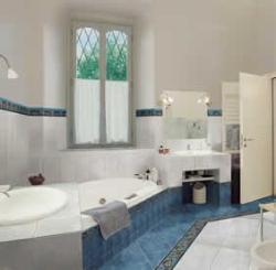 Bathroom Interior, Flooring, Walls, Basin, Vanity, Bath tub, Door, Window  of upper portion of door wall