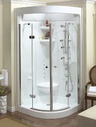 Corner bath Shower enclosure unit with multi-faucet sauna system Multi story apartment