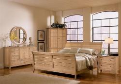 Modern bedroom  of wooden cupboards