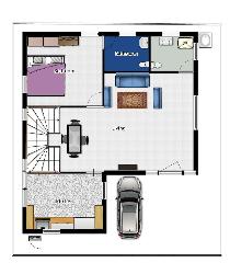 Ground Floor Planing of Duplex 36*40 West face plot 40×36