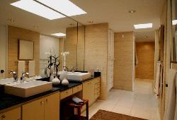 Look at the simple and Contemporary Bathroom Lighting and bathroom interior in wooden finish Interior Design Photos