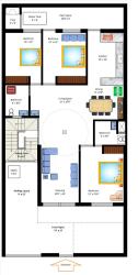 35 x 70 West Facing Home Plan 3 bhk in 25×35