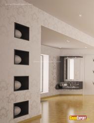 Wall coves for decorative items and fixed dressing table Dressing room design