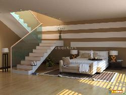Modern Bedroom with Stairs Interior Design Photos