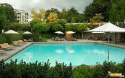 Swimming pool set in beautiful Resort Resort in hilly terrain