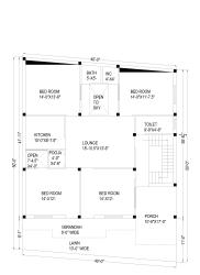 house plan for 40X60 2 portion west facing 40x60