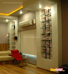 Glass shelves for CD in home theater room Interior Design Photos