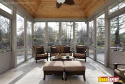 Modern porch with wooden ceiling design Porch galeri